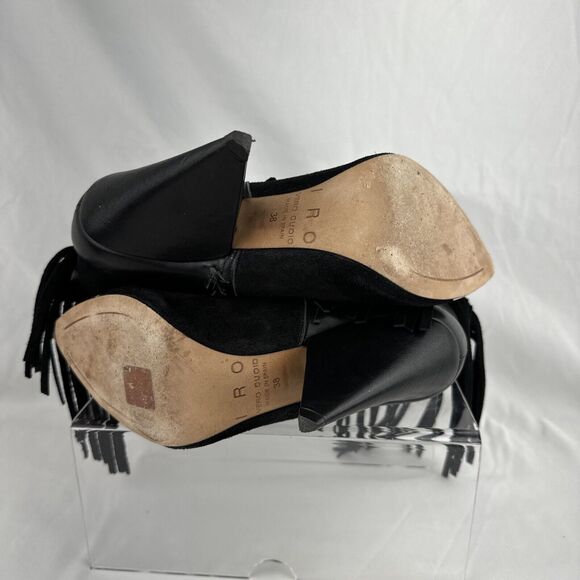 Iro Revolve Womens Xabea Bootie 7 US 38 EU Black Leather Suede Fringe - Picture 8 of 9